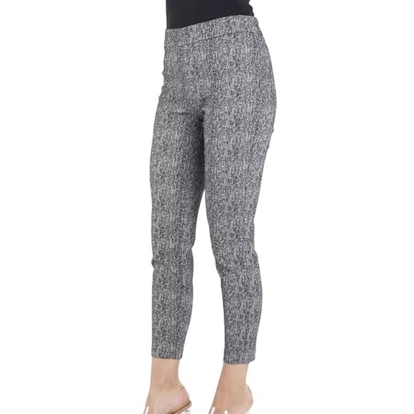 Nanette Lepore NWT Pull on Textured Slim Leg Pants Black Ivory Gold Size L - Picture 5 of 10